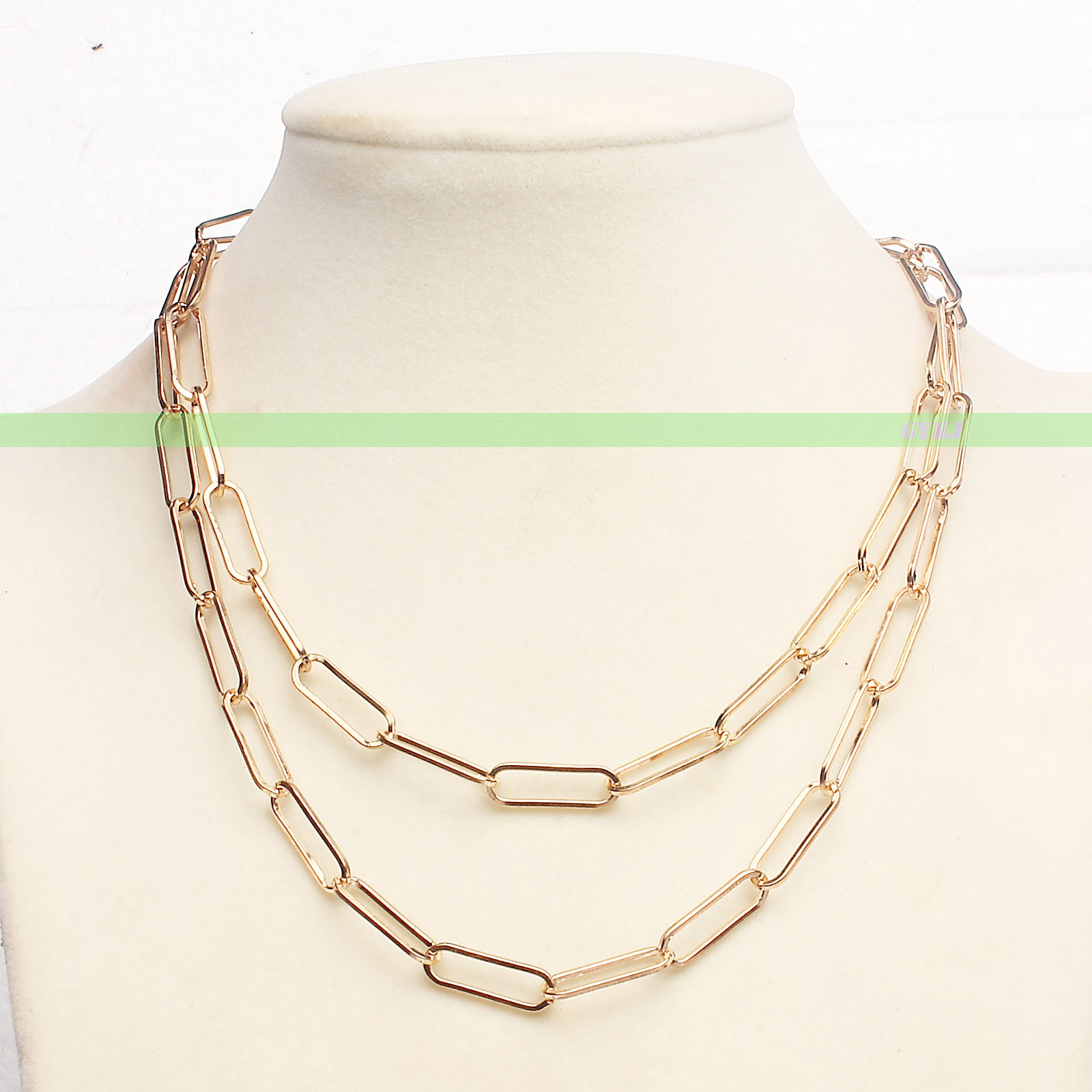 Paperclip Chain Link Choker Necklace 14/16" Long 18K Gold Plated PUNK
